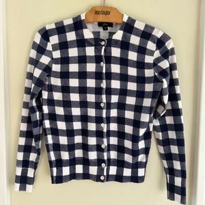 J. Crew "Jackie" Blue and White Plaid Cardigan